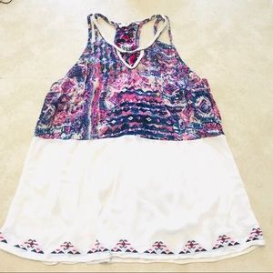 MISS ME crochet racerback tank embroidered